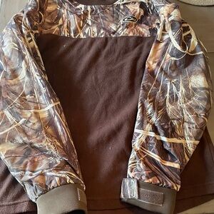 Drake Men's Brown Camo Fleece Pullover Sz medium